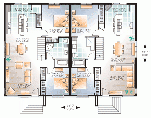 One Story 2 Bedroom Modern House Plan With Daylight Basement