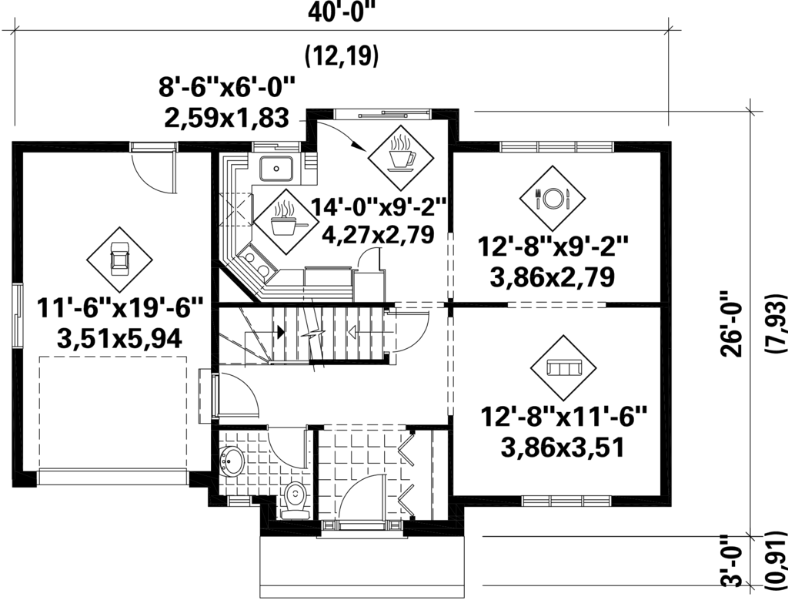 Two story 3 Bed House Plan With Attached Garage