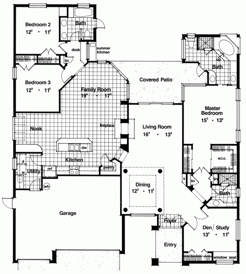 Plan KD 4040 1 4 One story 4 Bed House Plan With Home Office