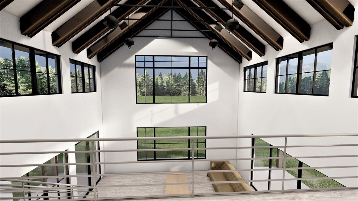 The loft with a view of the living room