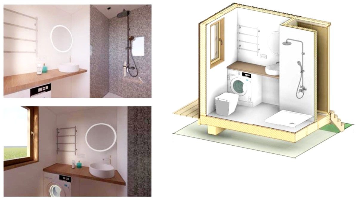 3D section plan of the bathroom