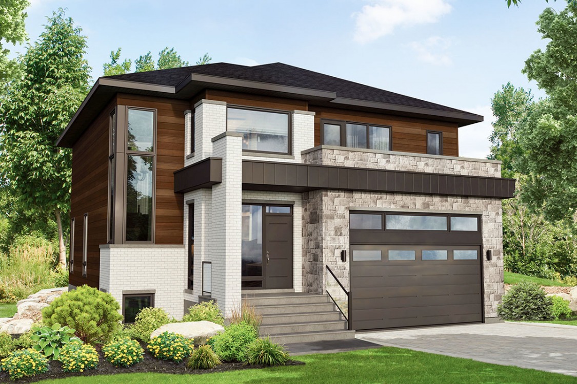 Plan PM-80948-2-3: Two Story Three Bedrooms Modern House Plan With