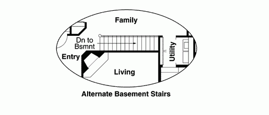 Вариант планировки дома с лестницей в подвал.