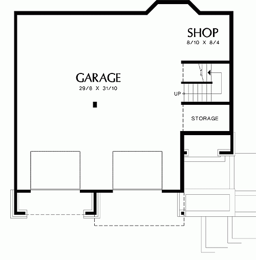 План цокольного этажа с гаражом
