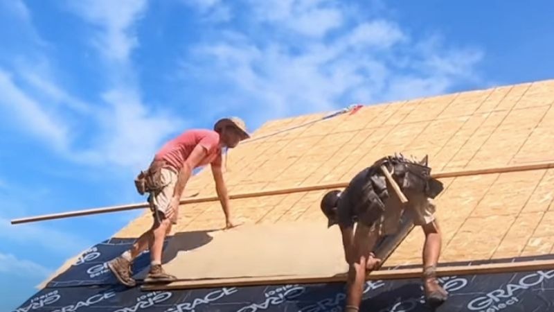 The roof underlayment provides a waterproof layer that drains water away from the wood roof framing.