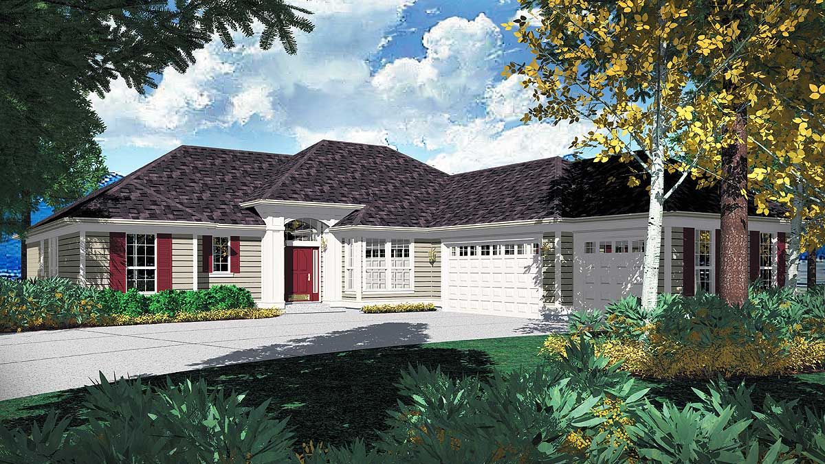 Plan AM-2448-1-3: One-story 3 Bed House Plan