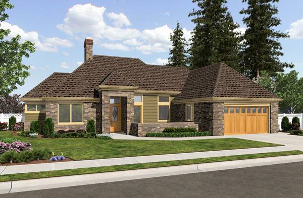 Plan KD-2260-1-2: One-story 2 Bedroom House Plan With Home Office