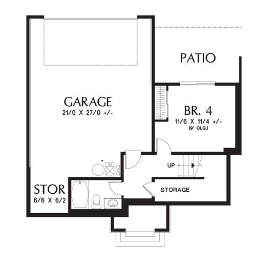 План цокольного этажа с гаражом