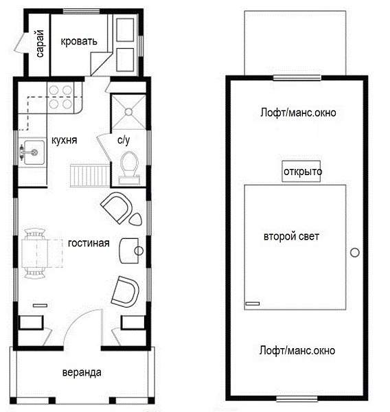 Plan HP8965 Onestory Tiny House Plan up to 100 square feet