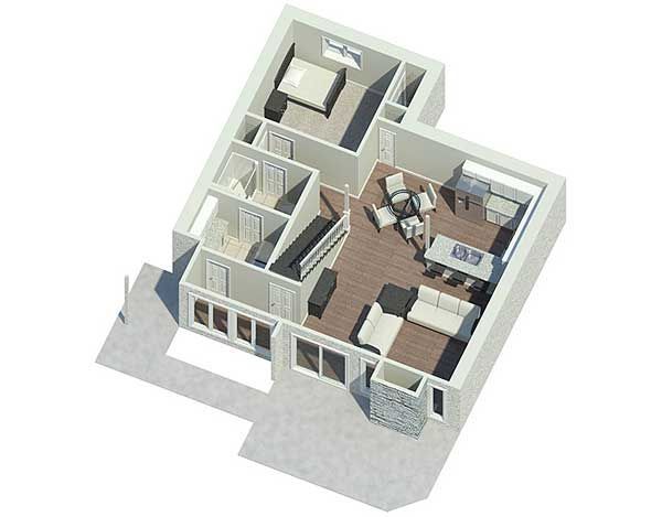 3D план 1 цокольного этажа