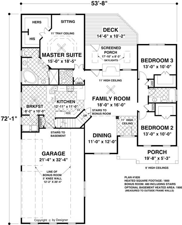 Plan Kd 8435 1 3 One Story 3 Bed House Plan