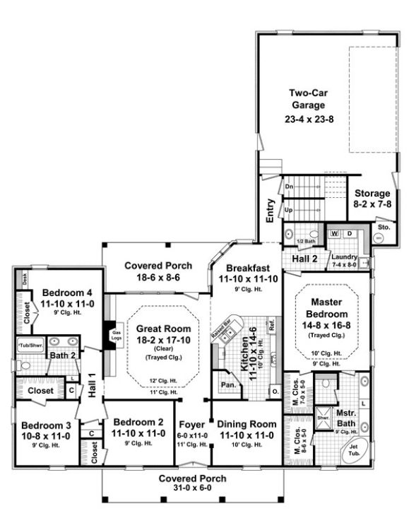 Plan Mm 8563 1 4 One Story Bed, 2200 Square Foot 4 Bedroom House Plans