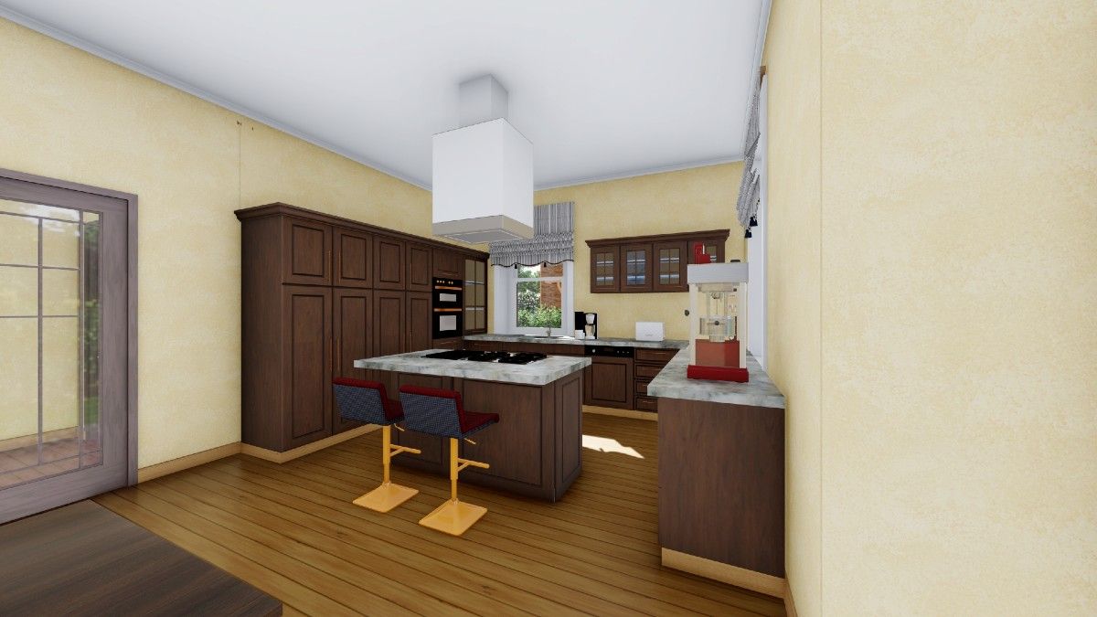 Kitchen with a kitchen island