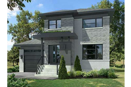 Plan PM-80808-2-3: Two-story 3 Bed Modern House Plan For Narrow Lot