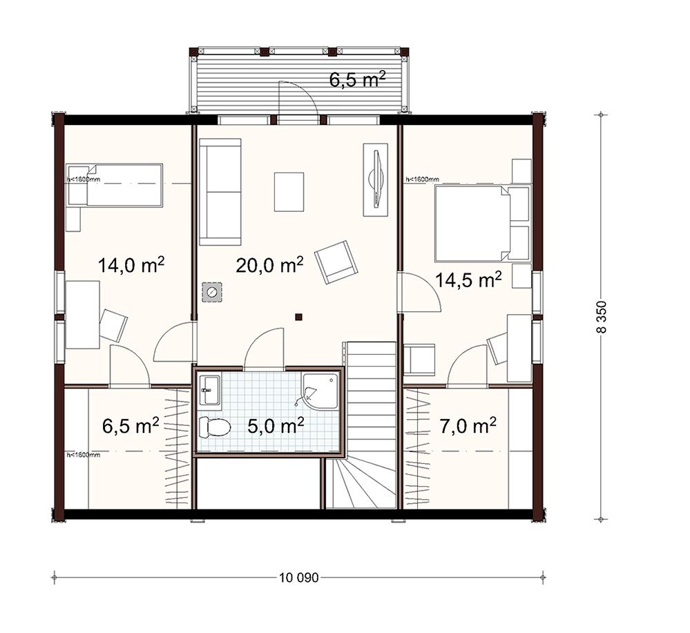 plan-of-a-bar-house-1640-sq-ft-with-a-balcony-above-the-entrance-in-the-classical-style-for-a