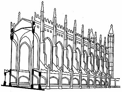 Контрфорсы капеллы Королевского колледжа в Кембридже