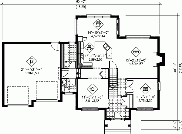 European House Plan, 12×40 House Plans