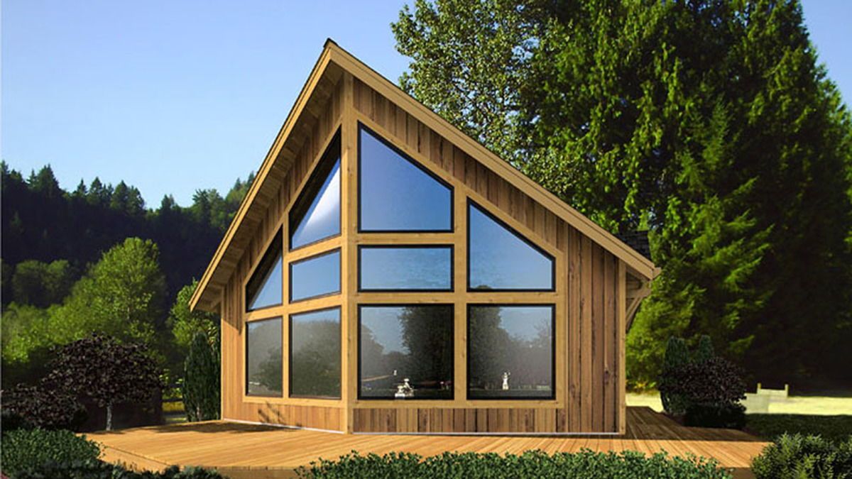 Проект дома в стиле шале с панорамными окнами