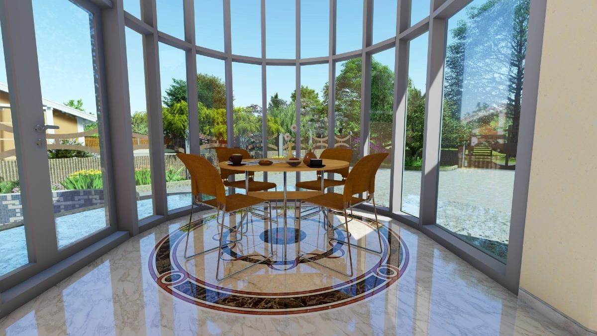 Dining room with panoramic glazing