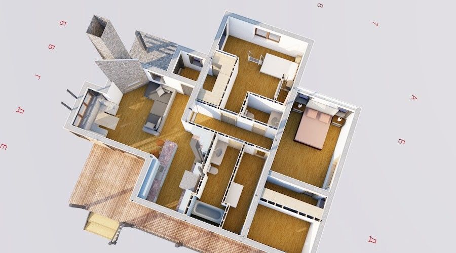3D 1st floor plan