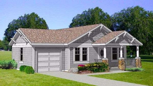 Plan MA-12728-1-3: One-story 3 Bed Scandinavian House Plan For Narrow Lot 
