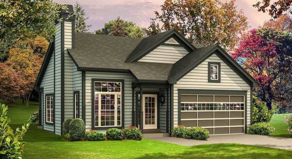 Plan HA-57295-1-3: One-story 3 Bed Scandinavian House Plan For Narrow Lot 