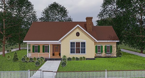 Plan V-3626-1-3: One-story 3 Bed House Plan With Carpot For Two Cars