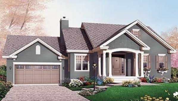 Plan DR-21611-1-2: One-story 2 Bedroom Scandinavian House Plan 