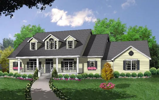 Замечательный проект двухэтажного каркасного дома в американском стиле площадью  до 200 кв.м с гаражом на 2 машины и с 3 спальнями подходит для постоянного проживания.