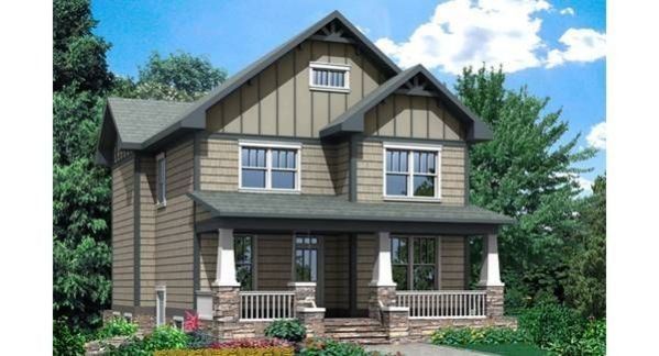 Plan VS-7122-2-4: Two-story 4 Bed Country House Plan With Home Office For Narrow Lot 