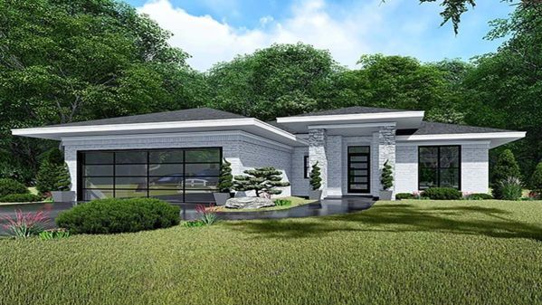 3 bedroom single story frame house plan with a two car garage