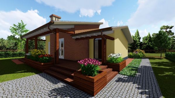  2-bedroom single-story Scandinavian ICF home plan. 