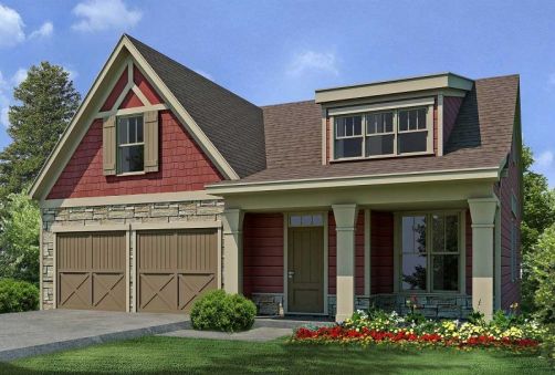 Frame three-bedroom house plan in country style