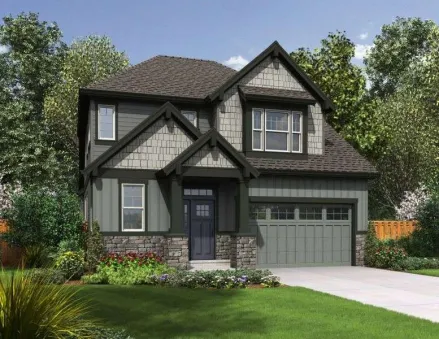 План двухэтажного дома с 4 спальнями и узким фасадом AM-69584-2-4 