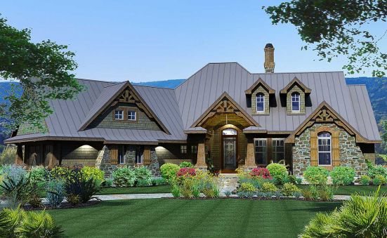 Plan WG-3057-2-3: One-story 5 Bedroom Fairytale House Plan For Slopping Lot