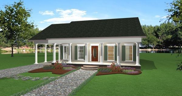 Plan KD-6526-1-2: One-story 2 Bedroom Scandinavian House Plan With Home Office 
