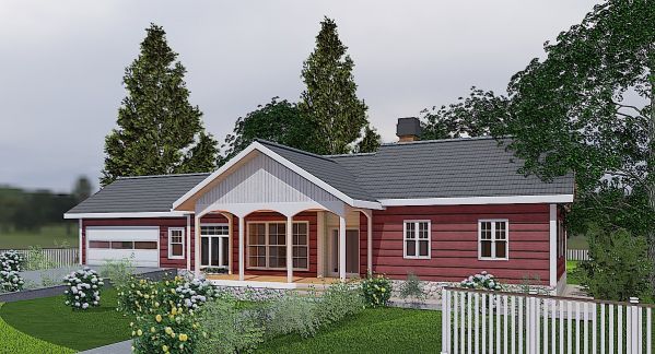 One-story 3 Bed Scandinavian House Plan 