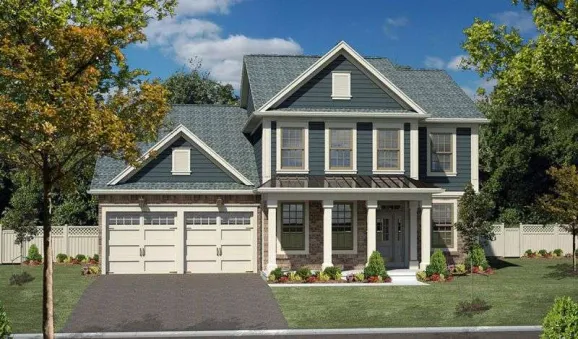  This country house facade has tall windows, sash window and faced with facade panels. A complex roof with large front facing gables completes the look of this house. House plan is 51 feet wide by 50…