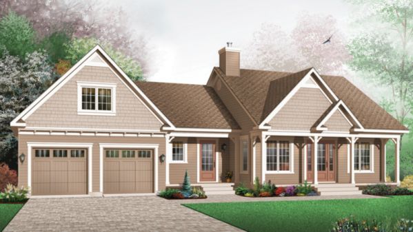 Plan DR-21520-1-2: One-story 2 Bedroom Scandinavian House Plan 