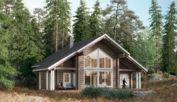 This house plan is an ideal choice for those who decide to surround their residence with beautiful nature - in the middle of a forest, in a mountain meadow, or by a lake. The log walls or glued beam…