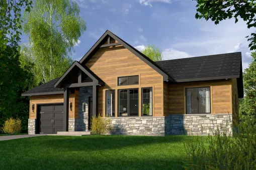 This new take on cottage living blends contemporary and craftsman styles…