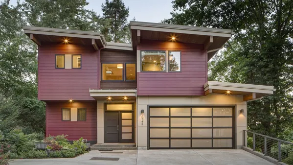 План современного каркасного дома 12 на 16 с террасой и фото