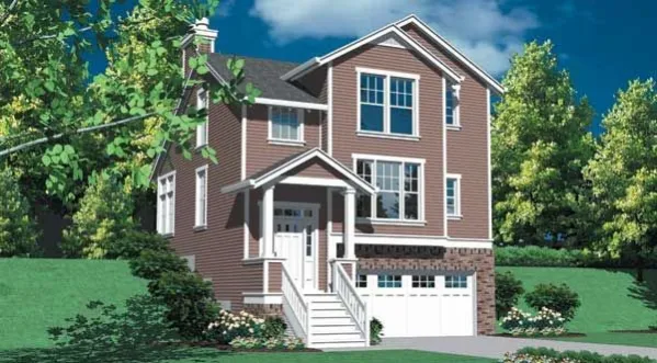  This home perfectly suited for a narrow lot. This house facade has and faced with . completes the look of this house. Designed for a narrow lot, the home is less than 27' wide, and provides 1651…