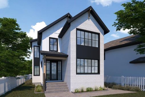 This two-story house plan, which has a footprint of 25'2