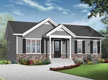 Plan DR-22379-1-2: One-story 2 Bedroom Scandinavian House Plan For Narrow Lot 