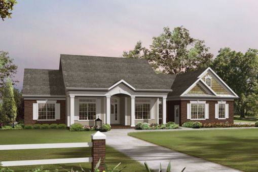 Plan GA-6249-1-3: One-story 3 Bed English House Plan With Split Bedrooms
