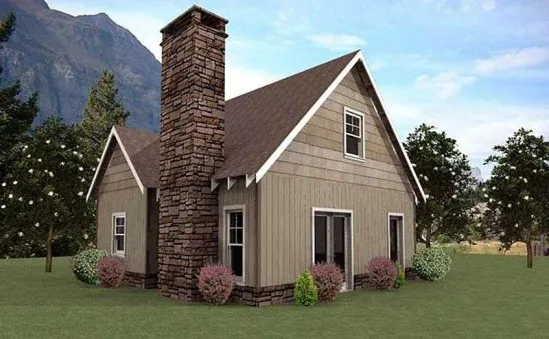  This home perfectly suited for a narrow lot. This vacation house facade has clean lines, mixed materials, shuttered, gable windows, casement windows and faced with horizontal siding, stone, vertical…