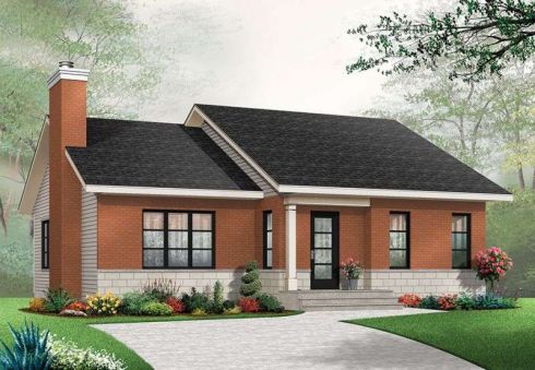Plan DR-22416-1-2: One-story 2 Bedroom Scandinavian House Plan 