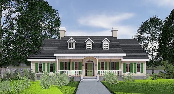 Plan V-3532-2-3: Two-story 3 Bed House Plan With Front Porch and Rear Garage
