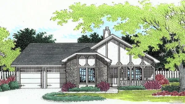 План BR-5597-1-3  1-этажного дома со спальнями в задней части